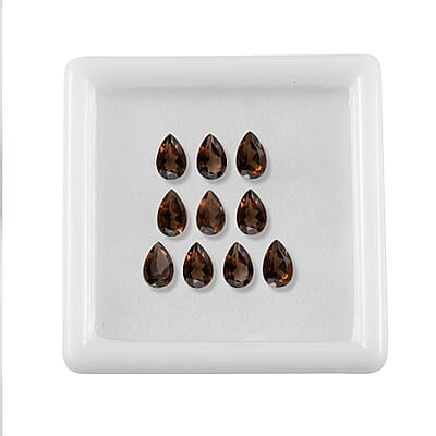 AA Brazilian Smoky Quartz Set of 10 (Pear 6x4 mm) 3.51 ctw Loose gemstone