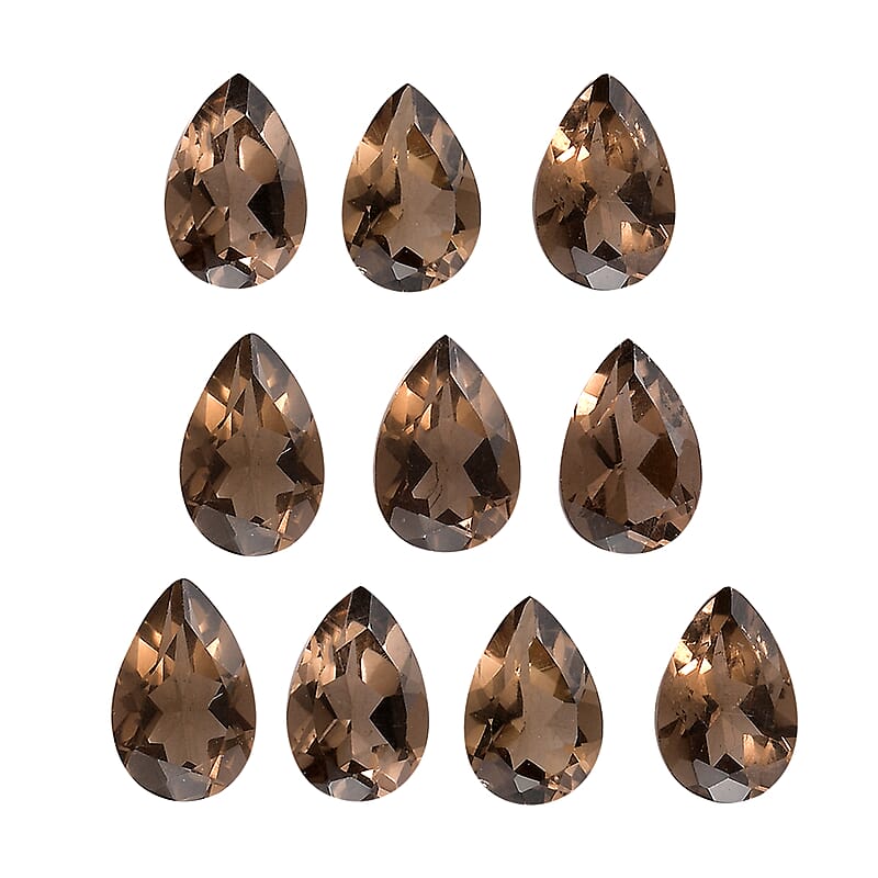 Brazilian Smoky Quartz Set of 10 (Pear 6x4 mm) 3.45 ctw Loose gemstone