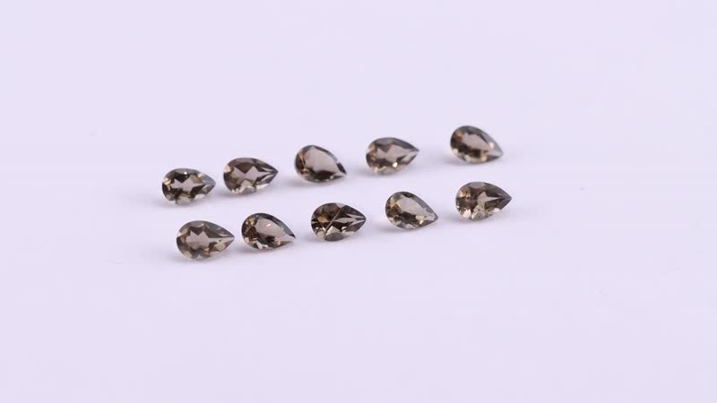Brazilian Smoky Quartz Set of 10 (Pear 6x4 mm) 3.45 ctw Loose gemstone