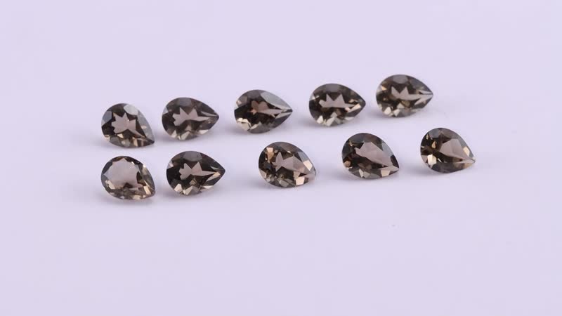 AA Brazilian Smoky Quartz Set of 10 (Pear 8x6 mm) 9.47 ctw Loose gemstone