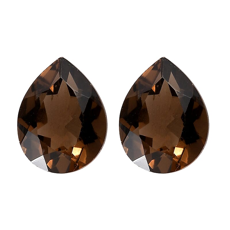 Brazilian Smoky Quartz Set of 2 (Pear 9x7 mm) 2.65 ctw Loose gemstone