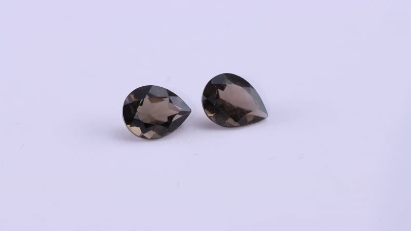 Brazilian Smoky Quartz Set of 2 (Pear 9x7 mm) 2.65 ctw Loose gemstone