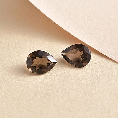 Brazilian Smoky Quartz Set of 2 (Pear 9x7 mm) 2.65 ctw Loose gemstone