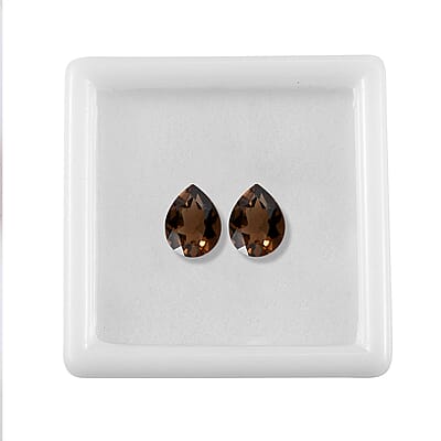Brazilian Smoky Quartz Set of 2 (Pear 9x7 mm) 2.65 ctw Loose gemstone