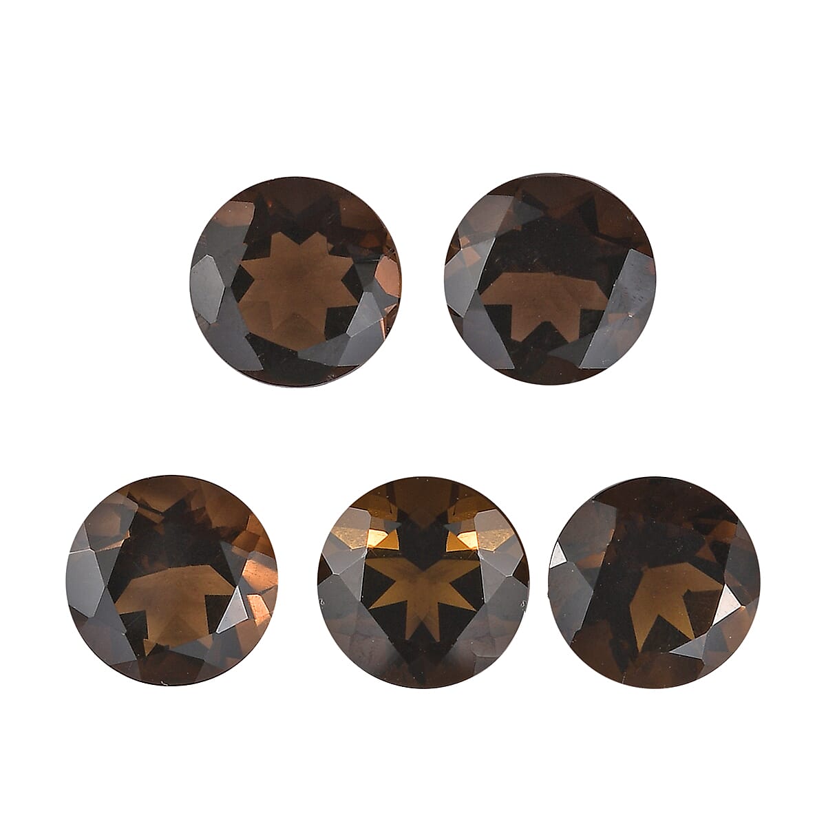 AA Brazilian Smoky Quartz Set of 5 (Rnd 7 mm) 5.37 ctw Loose gemstone