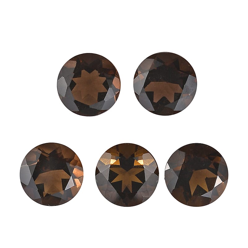AA Brazilian Smoky Quartz Set of 5 (Rnd 7 mm) 5.37 ctw Loose gemstone
