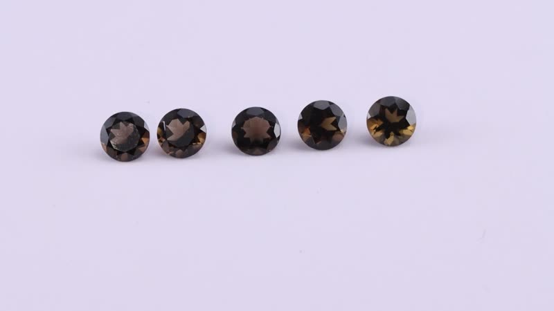 AA Brazilian Smoky Quartz Set of 5 (Rnd 7 mm) 5.37 ctw Loose gemstone
