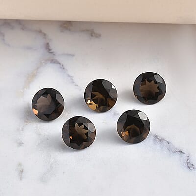 AA Brazilian Smoky Quartz Set of 5 (Rnd 7 mm) 5.37 ctw Loose gemstone