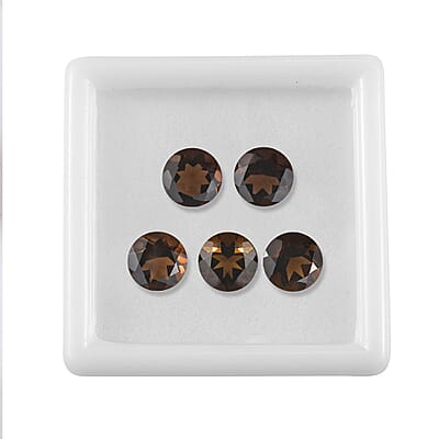 AA Brazilian Smoky Quartz Set of 5 (Rnd 7 mm) 5.37 ctw Loose gemstone