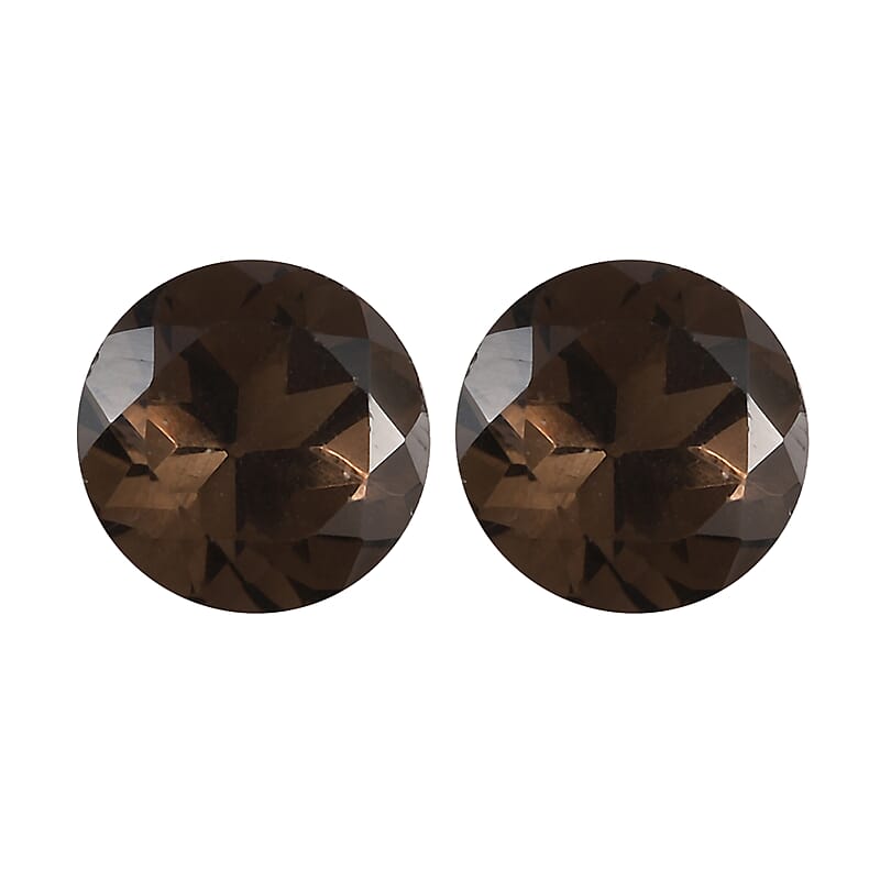 Brazilian Smoky Quartz Set of 2 (Rnd 8 mm) 2.88 ctw Loose gemstone