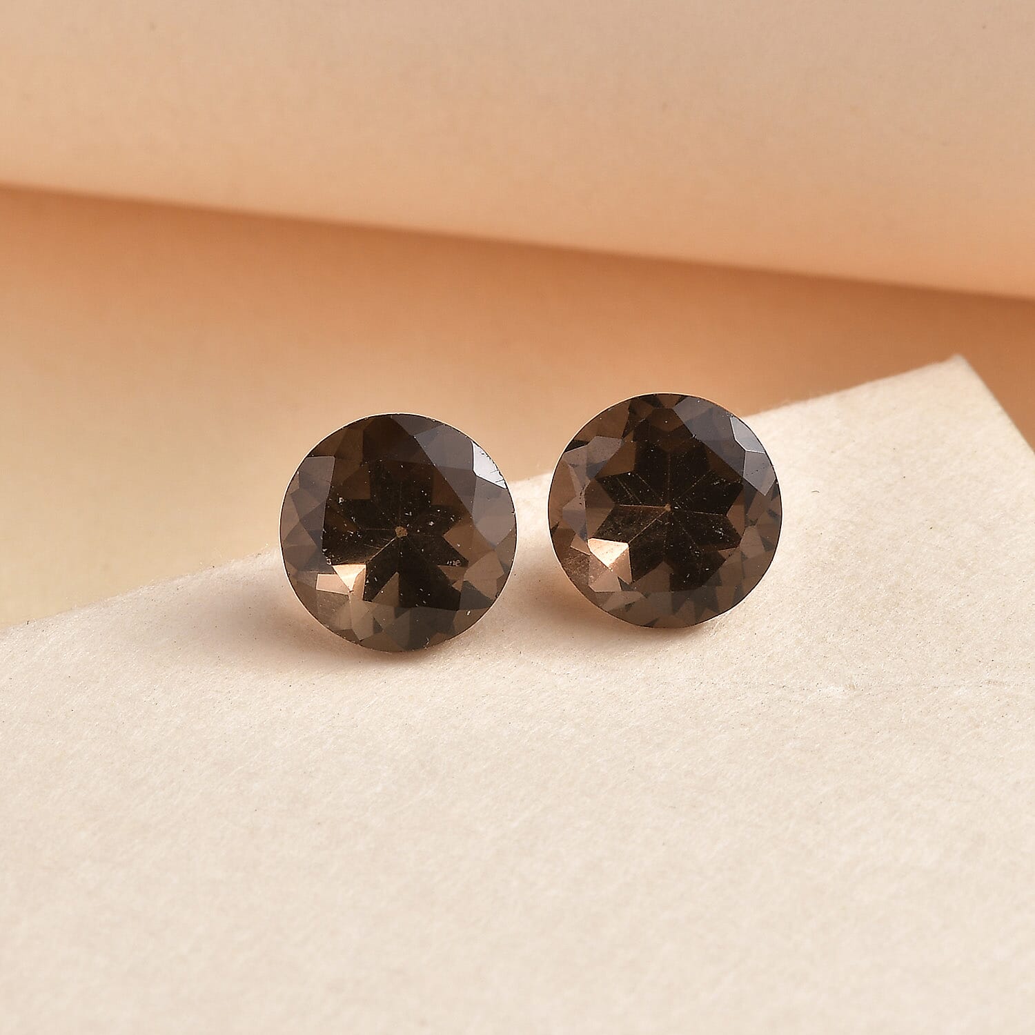 Brazilian Smoky Quartz Set of 2 (Rnd 8 mm) 2.88 ctw Loose gemstone