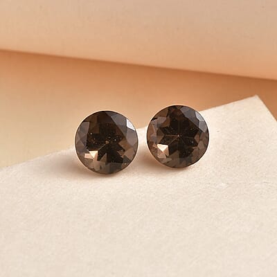 Brazilian Smoky Quartz Set of 2 (Rnd 8 mm) 2.88 ctw Loose gemstone