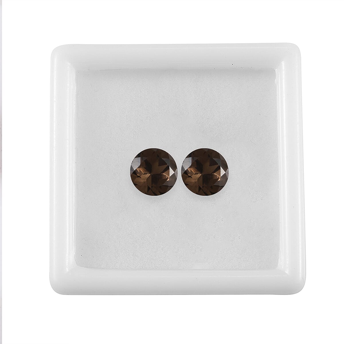 Brazilian Smoky Quartz Set of 2 (Rnd 8 mm) 2.88 ctw Loose gemstone