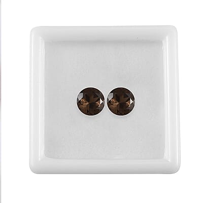 Brazilian Smoky Quartz Set of 2 (Rnd 8 mm) 2.88 ctw Loose gemstone