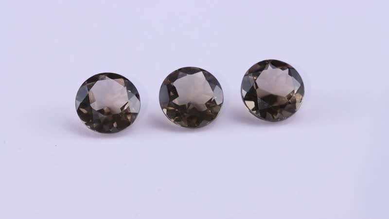 Brazilian Smoky Quartz Set of 3 (Rnd 9 mm) 5.92 ctw Loose gemstone