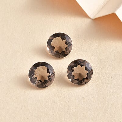 Brazilian Smoky Quartz Set of 3 (Rnd 9 mm) 5.92 ctw Loose gemstone