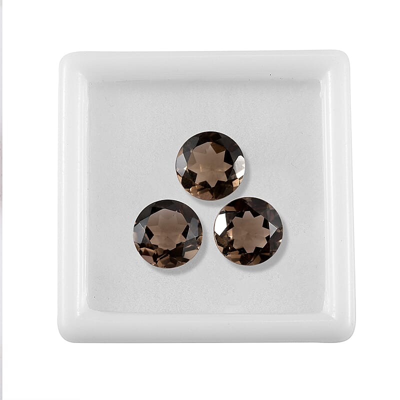 Brazilian Smoky Quartz Set of 3 (Rnd 9 mm) 5.92 ctw Loose gemstone