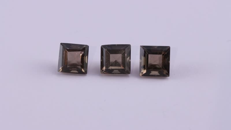 Brazilian Smoky Quartz Set of 3 (Sqr 7 mm) 4.67 ctw Loose Gemstone