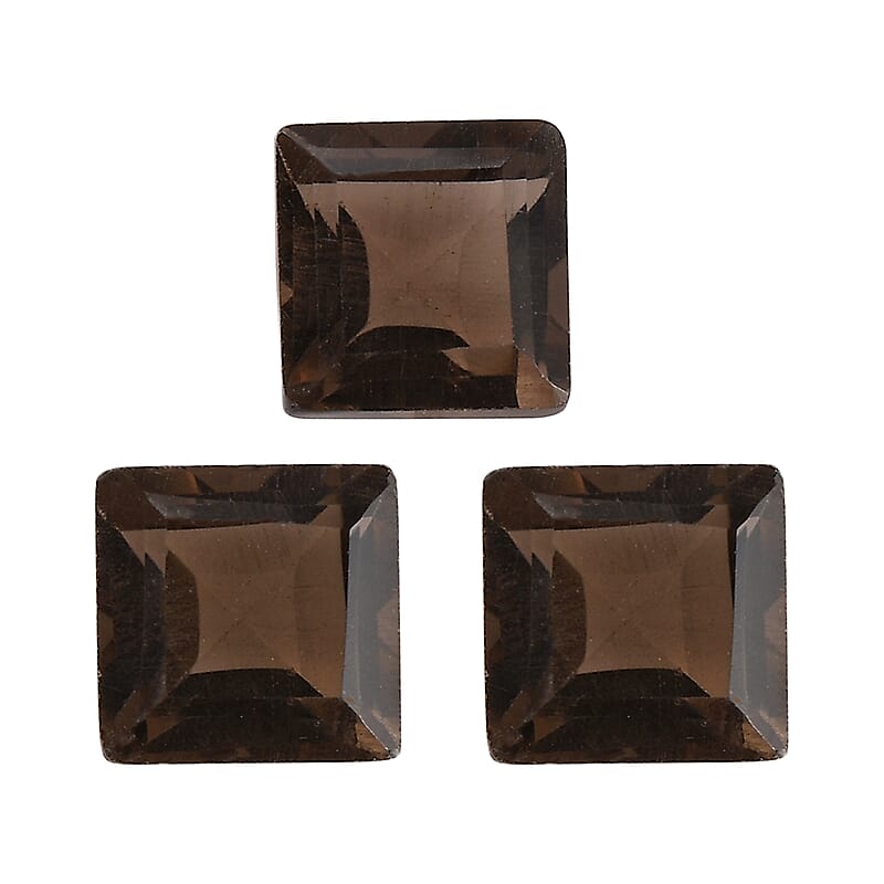 AA Brazilian Smoky Quartz Set of 3 (Sqr 7 mm) 4.70 ctw Loose gemstone