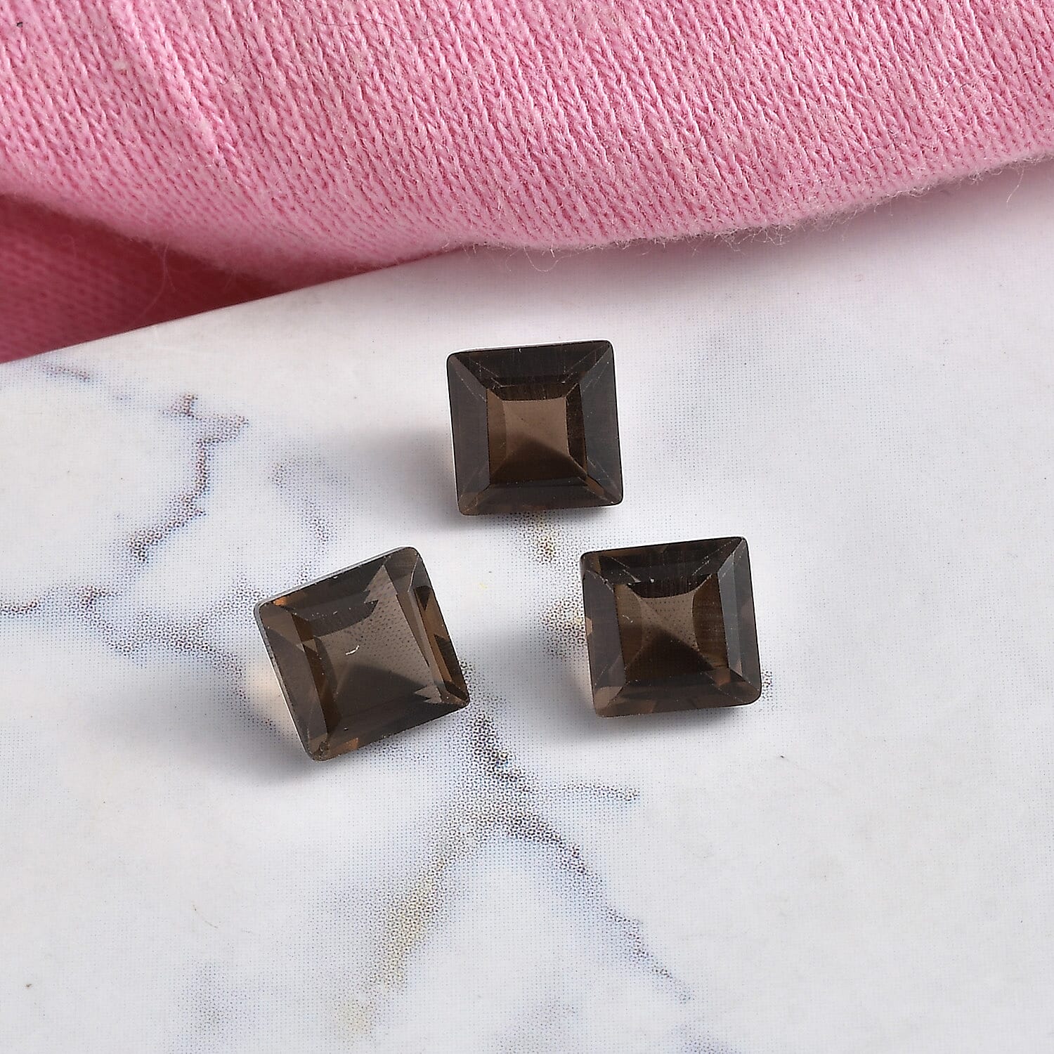 AA Brazilian Smoky Quartz Set of 3 (Sqr 7 mm) 4.70 ctw Loose gemstone