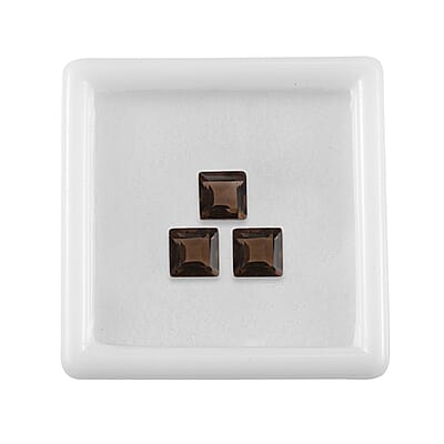 AA Brazilian Smoky Quartz Set of 3 (Sqr 7 mm) 4.70 ctw Loose gemstone
