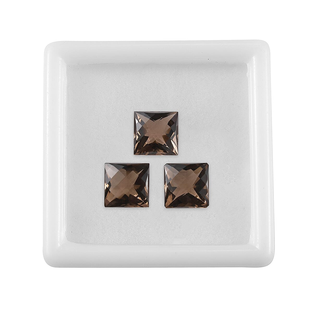 Brazilian Smoky Quartz Set of 3 (Sqr 8 mm) 7.05 ctw Loose gemstone