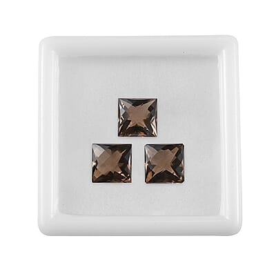 Brazilian Smoky Quartz Set of 3 (Sqr 8 mm) 7.05 ctw Loose gemstone