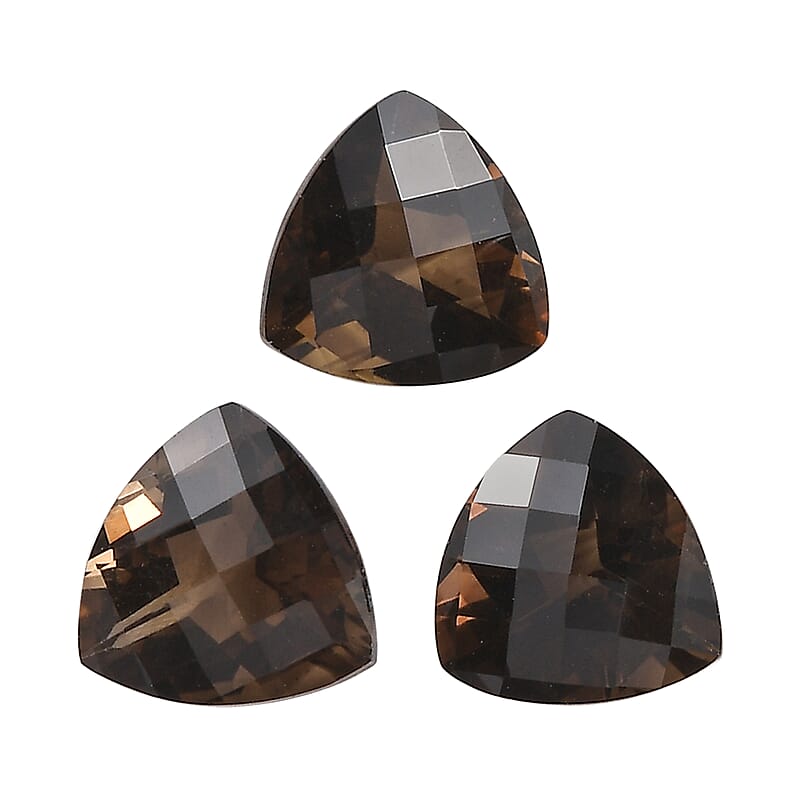 Brazilian Smoky Quartz Set of 3 (Trl 9 mm) 6.71 ctw Loose gemstone