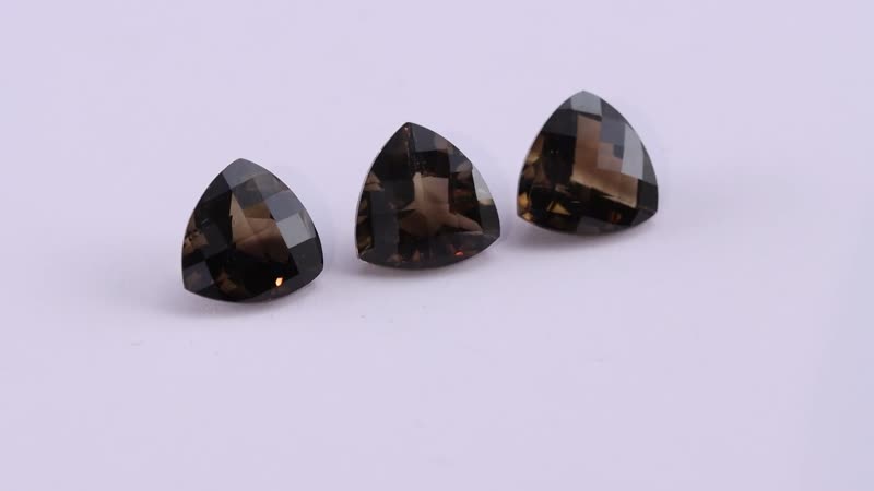 Brazilian Smoky Quartz Set of 3 (Trl 9 mm) 6.71 ctw Loose gemstone