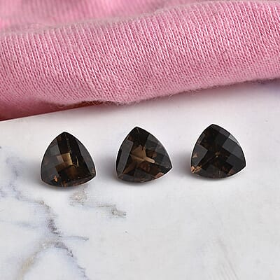 Brazilian Smoky Quartz Set of 3 (Trl 9 mm) 6.71 ctw Loose gemstone