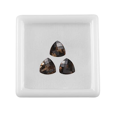 Brazilian Smoky Quartz Set of 3 (Trl 9 mm) 6.71 ctw Loose gemstone