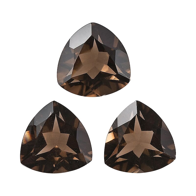 AA Brazilian Smoky Quartz Set of 3 (Trl 9 mm) 6.12 ctw Loose gemstone