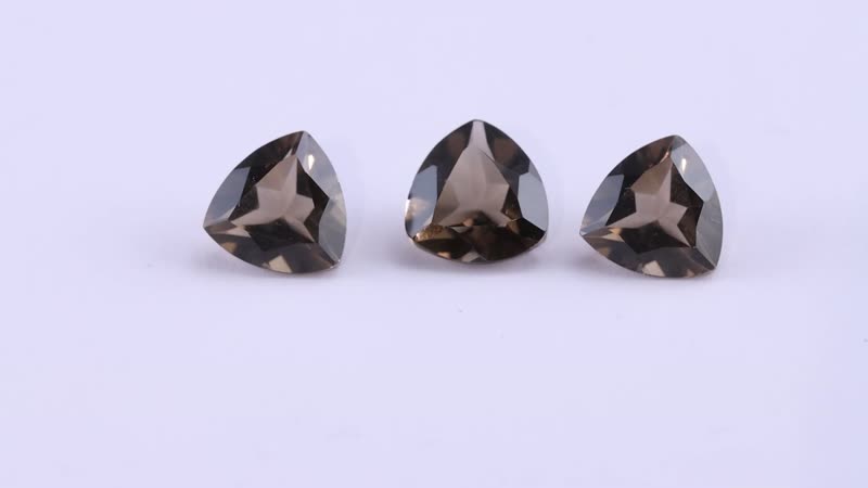 AA Brazilian Smoky Quartz Set of 3 (Trl 9 mm) 6.12 ctw Loose gemstone
