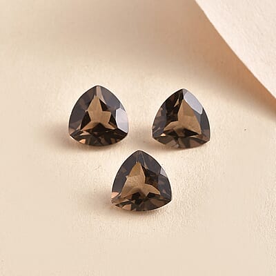 AA Brazilian Smoky Quartz Set of 3 (Trl 9 mm) 6.12 ctw Loose gemstone
