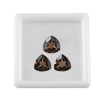 AA Brazilian Smoky Quartz Set of 3 (Trl 9 mm) 6.12 ctw Loose gemstone