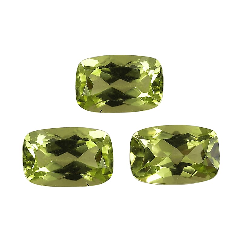 Hebei Peridot Set of 3 (Cush 6x4 mm) 1.50 ctw Loose gemstone