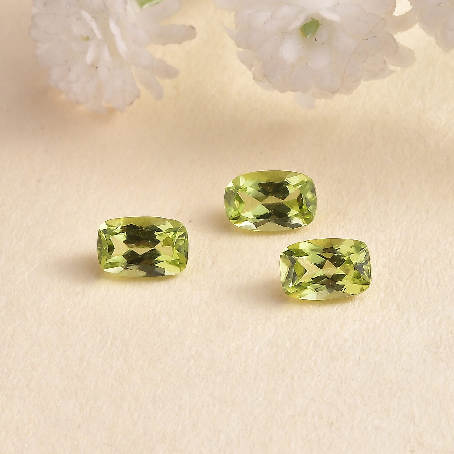 Hebei Peridot Set of 3 (Cush 6x4 mm) 1.50 ctw Loose gemstone