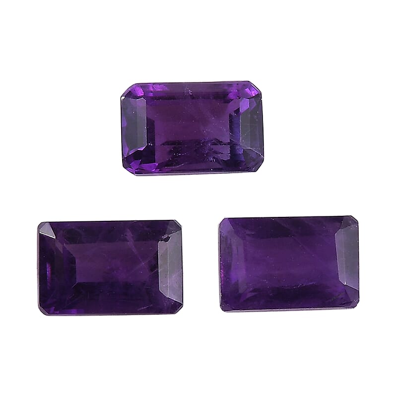 AA African Amethyst Set of 3 (Oct 6x4 mm) 1.51 ctw Loose gemstone