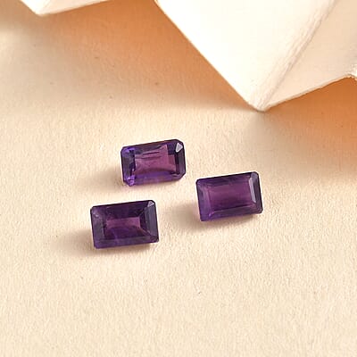 AA African Amethyst Set of 3 (Oct 6x4 mm) 1.51 ctw Loose gemstone