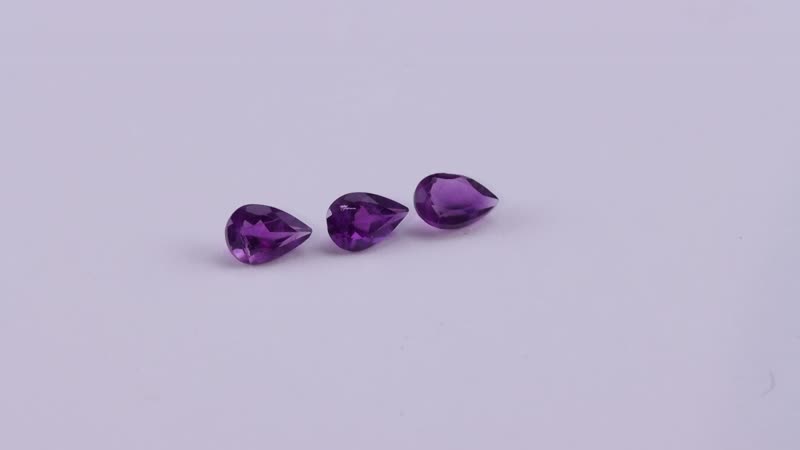 AA African Amethyst Set of 3 (Pear 6x4 mm) 1.01 ctw Loose gemstone