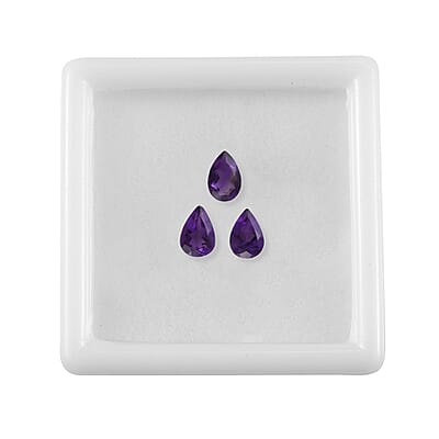 AA African Amethyst Set of 3 (Pear 6x4 mm) 1.01 ctw Loose gemstone