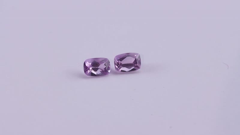 Rose De France Amethyst Set of 2 (Cush 6x4 mm) 0.86 ctw Loose gemstone