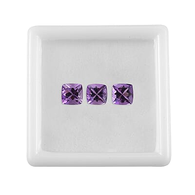 AA Rose De France Amethyst Set of 3 (Cush 6x6 mm) 2.46 ctw Loose gemstone
