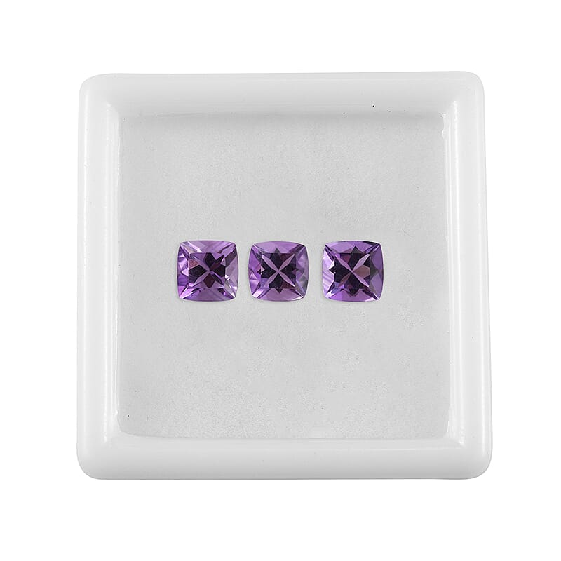 AA Rose De France Amethyst Set of 3 (Cush 6x6 mm) 2.46 ctw Loose gemstone