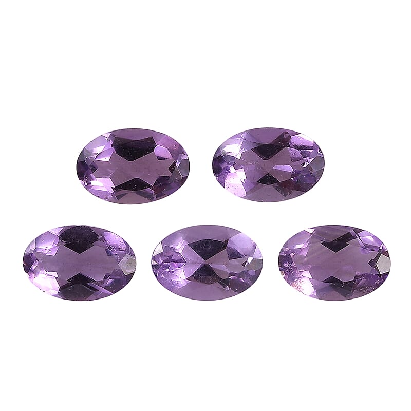 AA Rose De France Amethyst Set of 5 (Oval 6x4 mm) 1.75 ctw Loose gemstone
