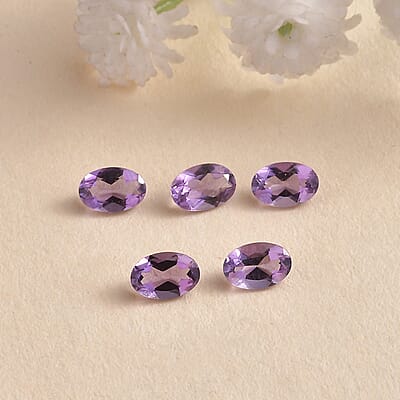 AA Rose De France Amethyst Set of 5 (Oval 6x4 mm) 1.75 ctw Loose gemstone
