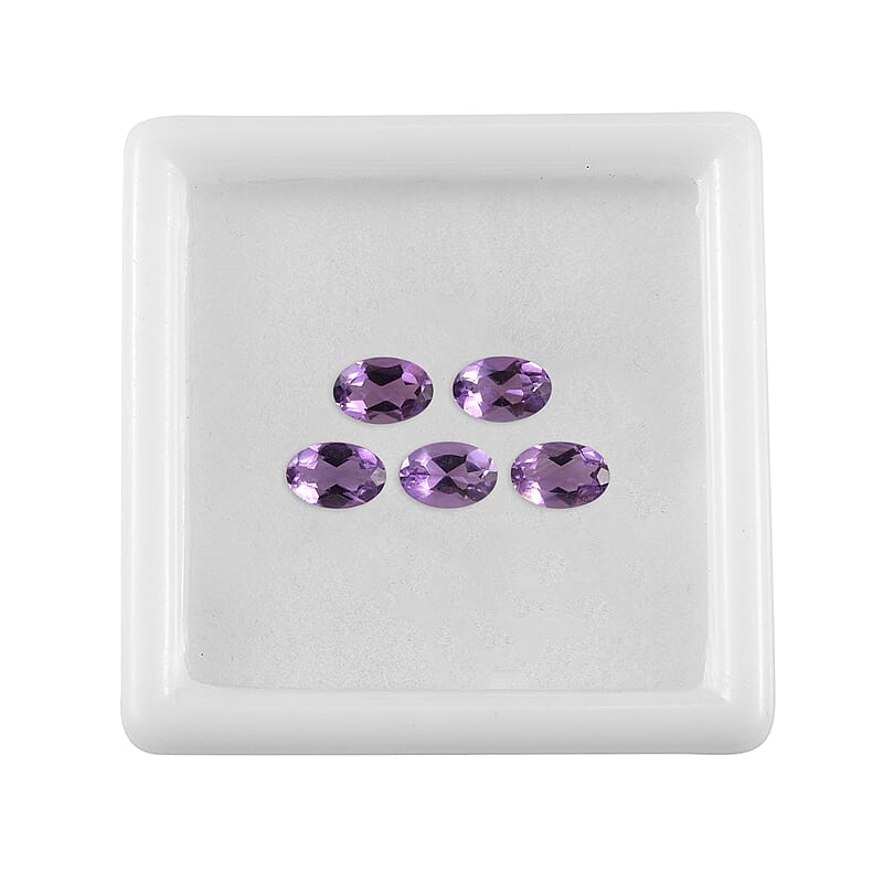 AA Rose De France Amethyst Set of 5 (Oval 6x4 mm) 1.75 ctw Loose gemstone