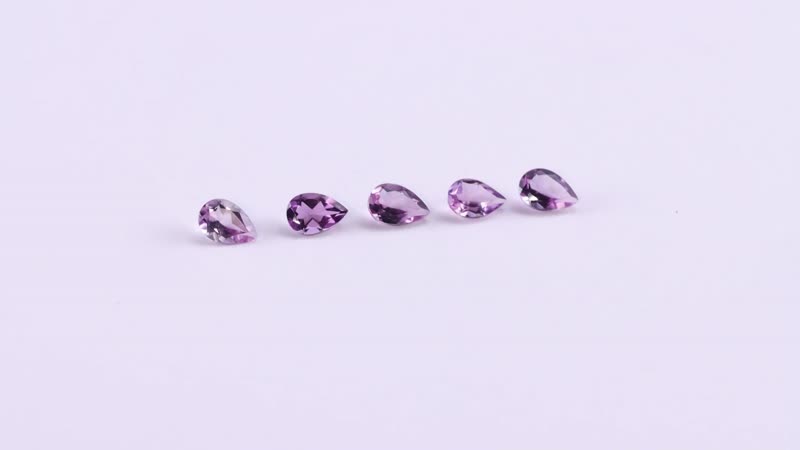 AA Rose De France Amethyst Set of 5 (Pear 6x4 mm) 1.69 ctw Loose gemstone