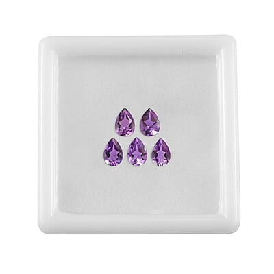 AA Rose De France Amethyst Set of 5 (Pear 6x4 mm) 1.69 ctw Loose gemstone