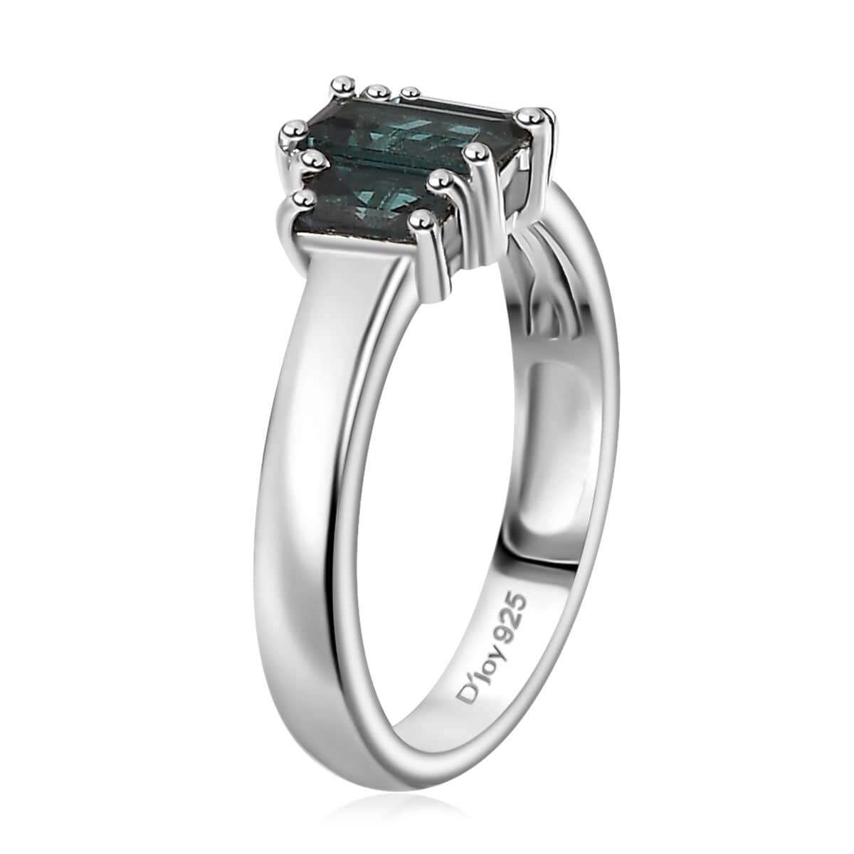 Premium Monte Belo Indicolite 3 Stone Ring in Rhodium Over Sterling Silver (Size 7.0) 1.10 ctw image number 3